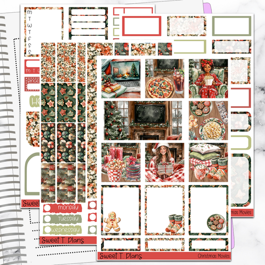 Christmas Movies Holiday Winter Hobonichi Cousin Weekly Sticker Kit