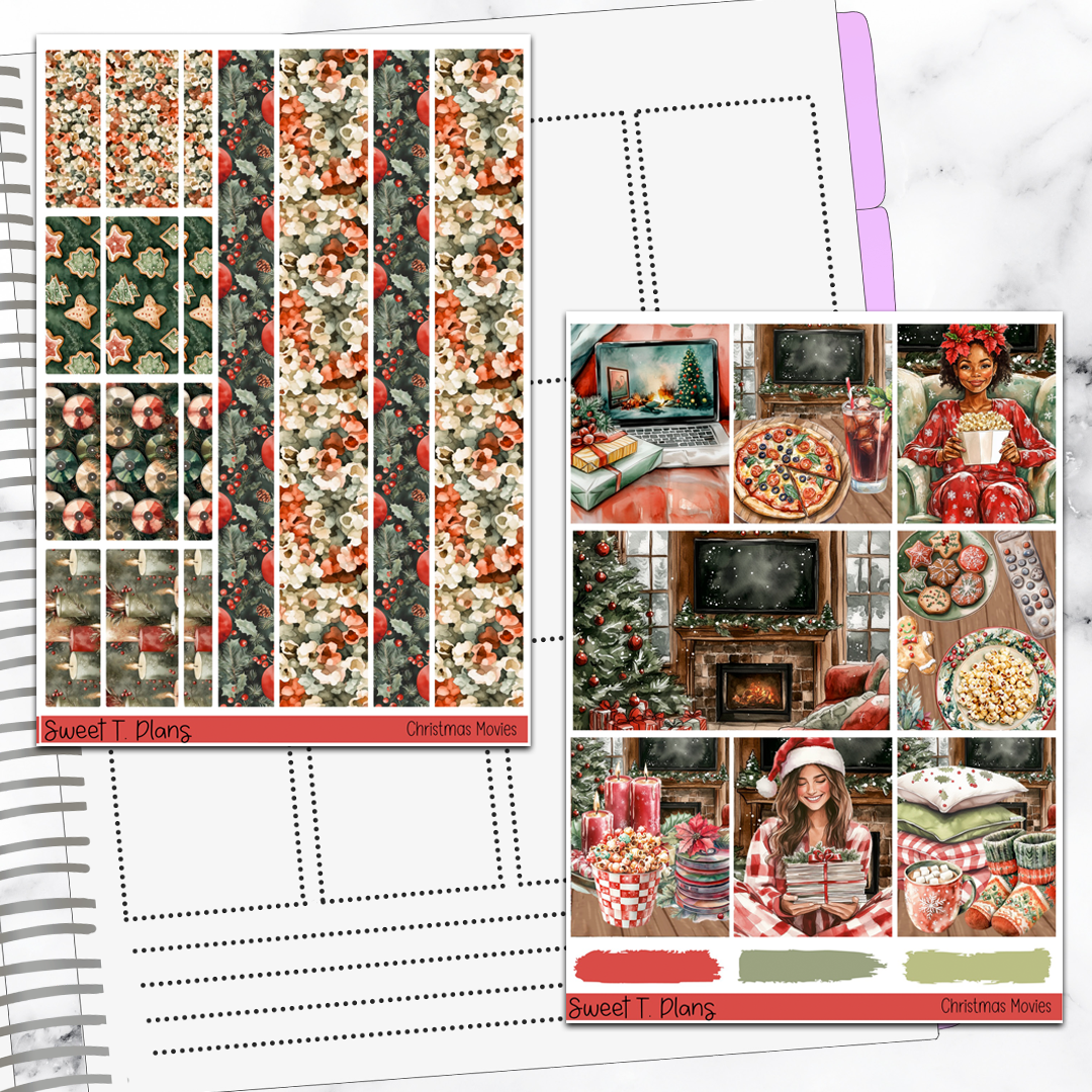 Christmas Movies Holiday Winter Sticker Kit Universal Vertical Planners