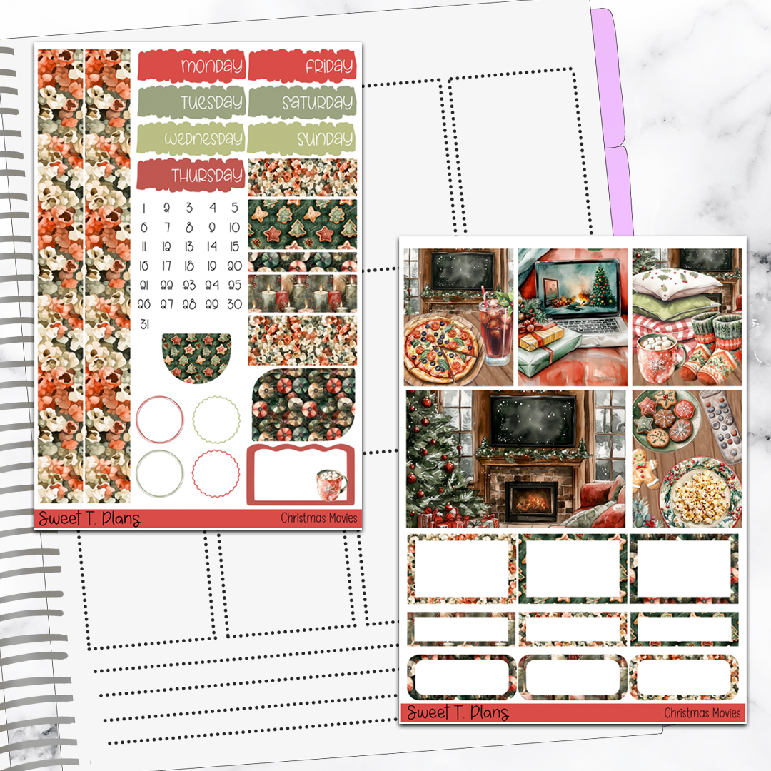 Christmas Movies Holiday Winter Vertical Mini/B6 Print Pression Weekly Sticker Kit