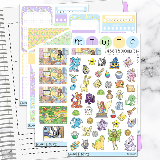 Neo Girlie Gamer Bundle or Single Sheets Weekly Ultimate Journaling Kit
