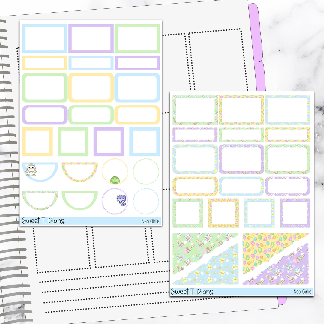 Neo Girlie Gamer Weekly Sticker Kit Universal Vertical Planners