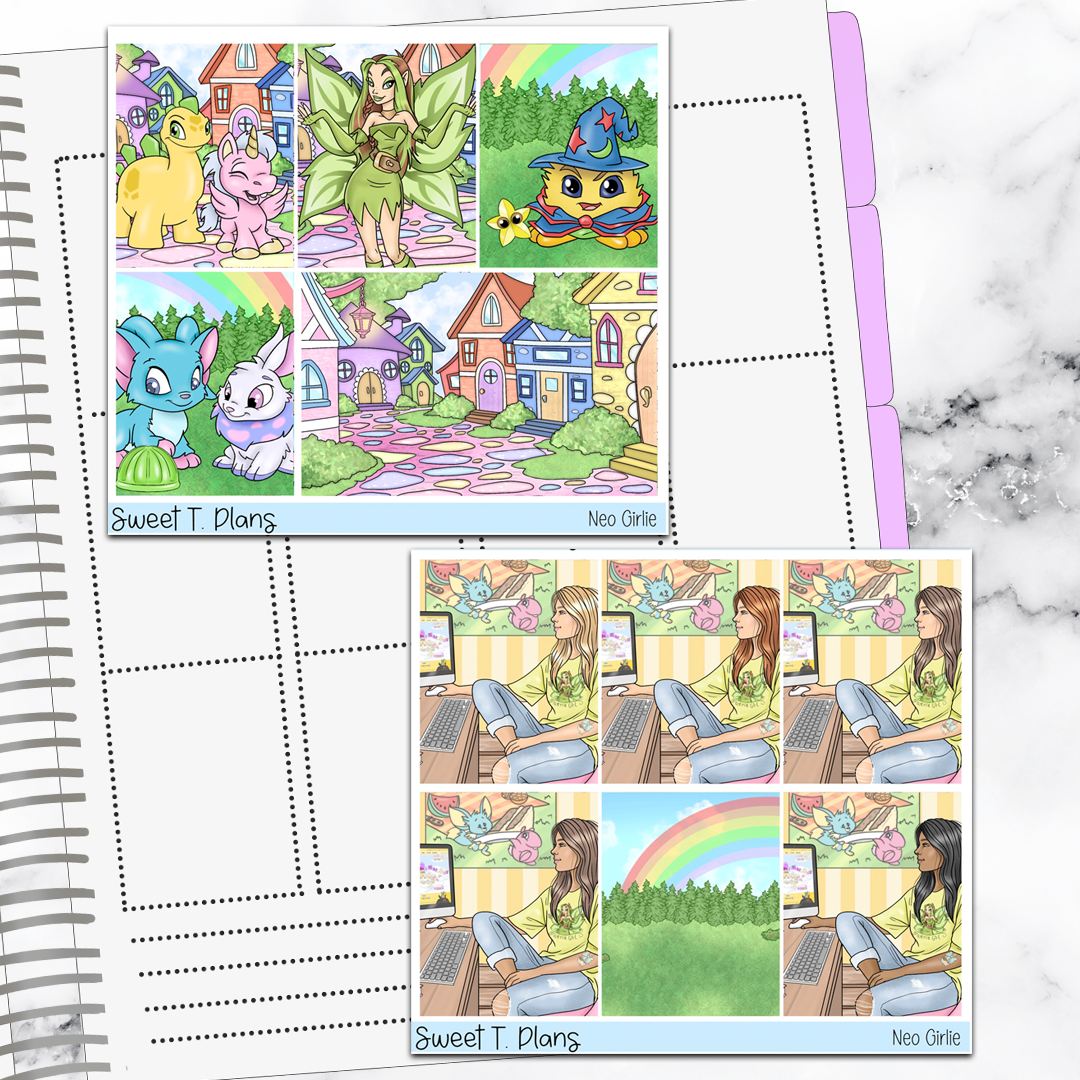 Neo Girlie Gamer Weekly Sticker Kit Universal Vertical Planners