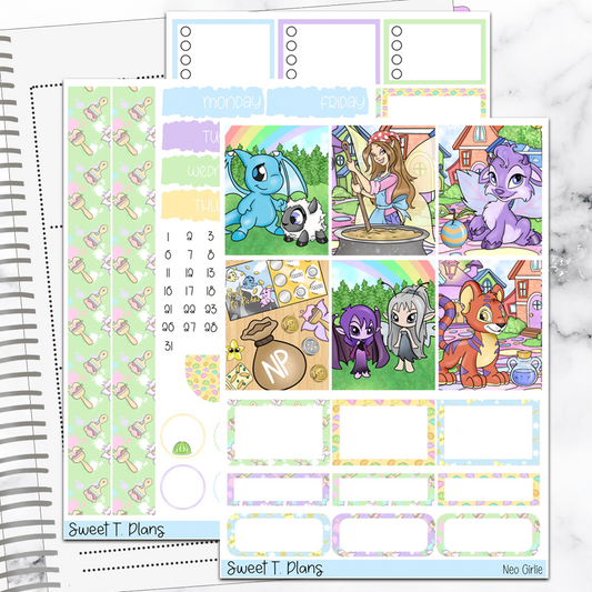 Neo Girlie Gamer  Vertical Mini/B6 Print Pression Weekly Sticker Kit