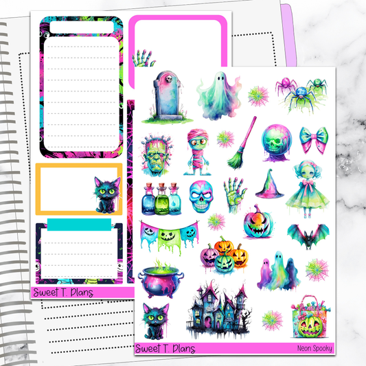 Neon Spooky Halloween Deco Sticker Kit