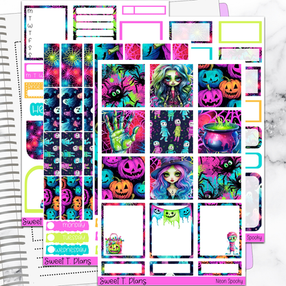 Neon Spooky Halloween Hobonichi Cousin Weekly Sticker Kit