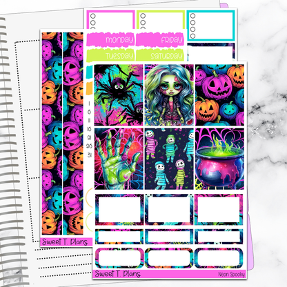 Neon Spooky Halloween Vertical Mini/B6 Print Pression Weekly Sticker Kit