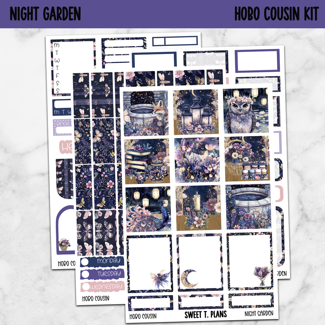 Night Garden Spring Hobonichi Cousin Weekly Sticker Kit