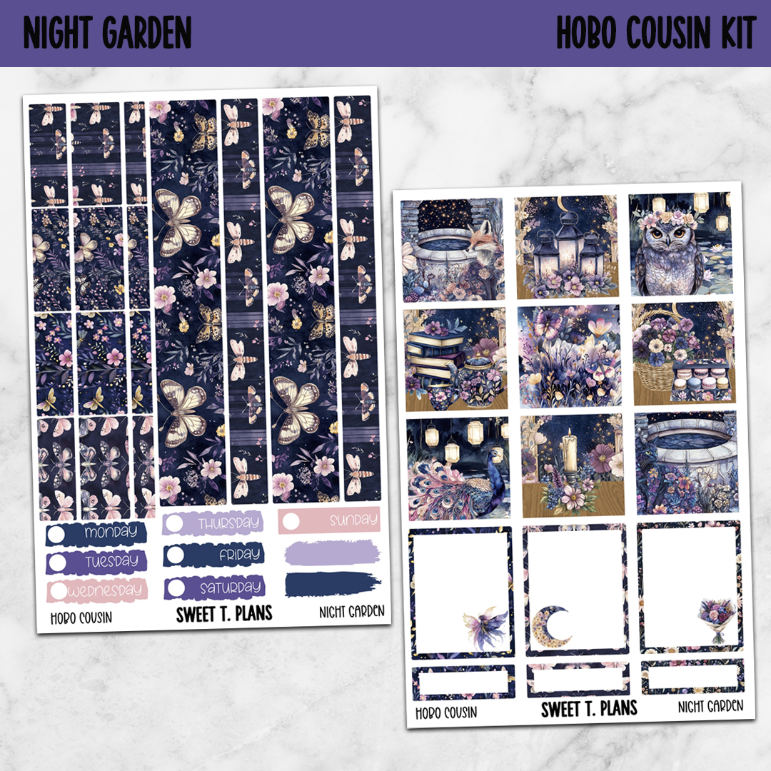 Night Garden Spring Hobonichi Cousin Weekly Sticker Kit