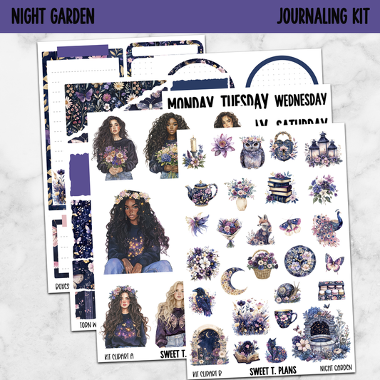 Night Garden Spring Bundle or Single Sheets Weekly Ultimate Journaling Kit