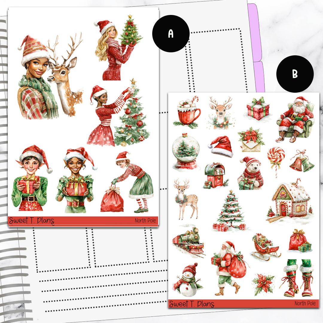 North Pole Christmas Holiday Winter  Bundle or Single Sheets Weekly Ultimate Journaling Kit