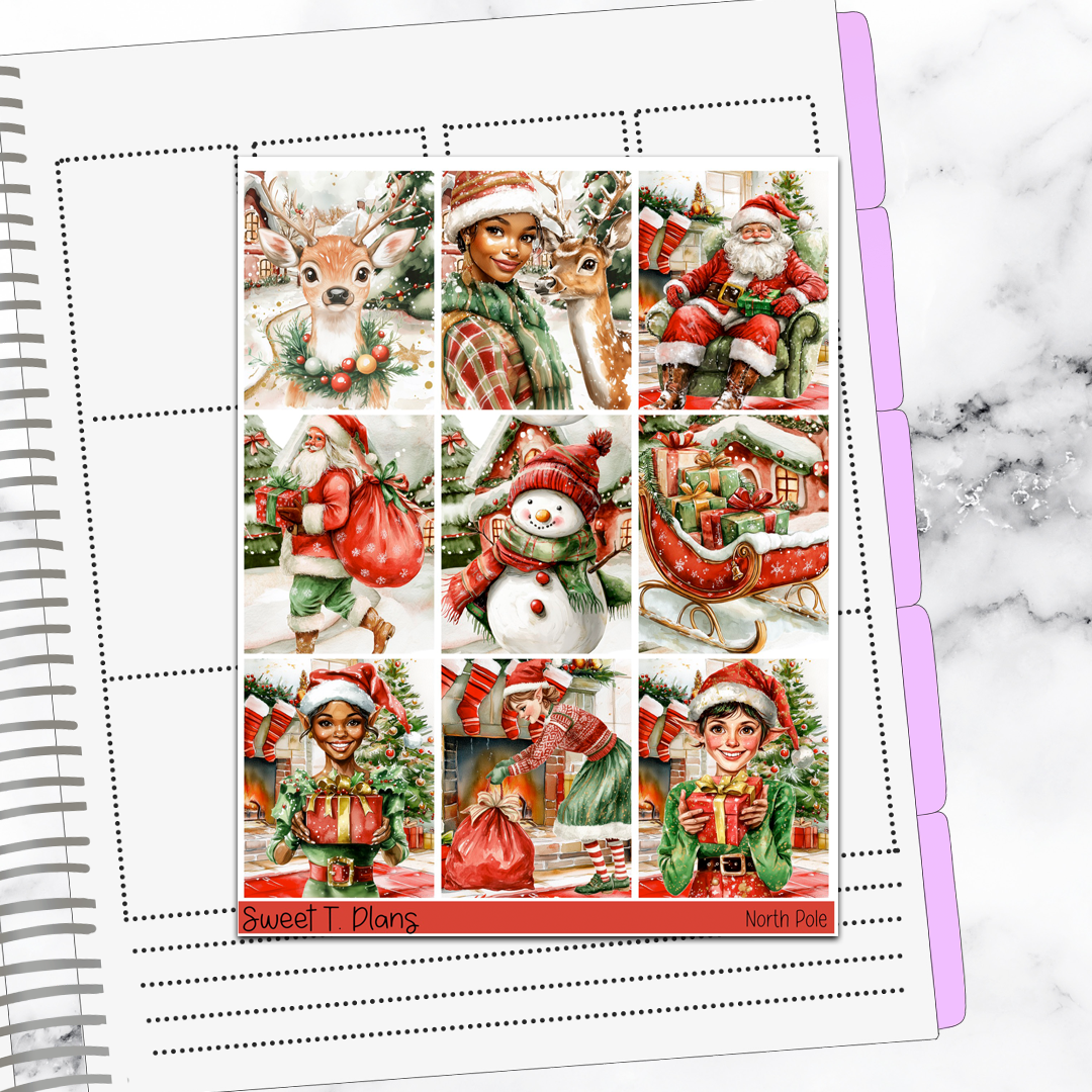 North Pole Christmas Holiday Winter Vertical Mini/B6 Print Pression Weekly Sticker Kit