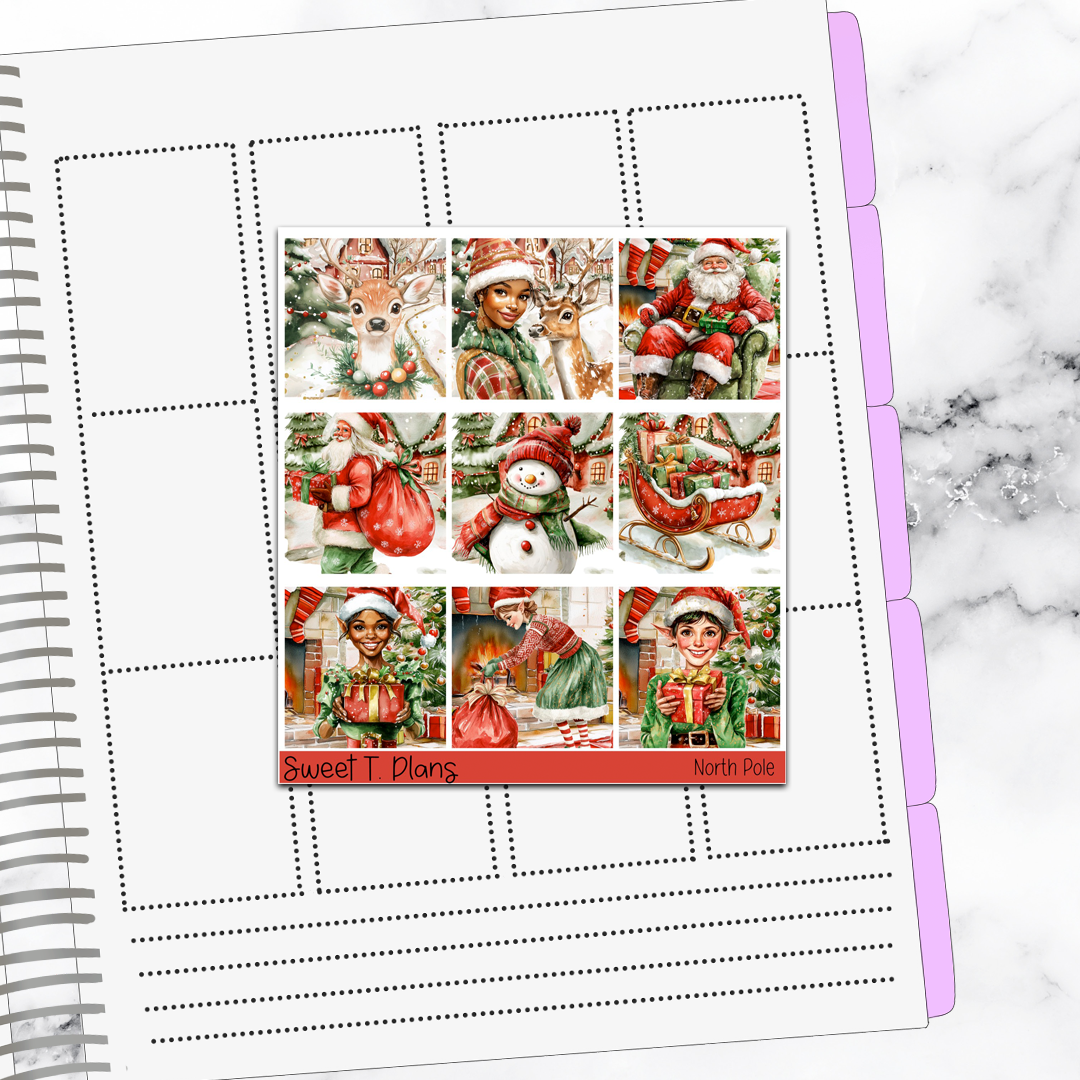 North Pole Christmas Holiday Winter Hobonichi Cousin Weekly Sticker Kit