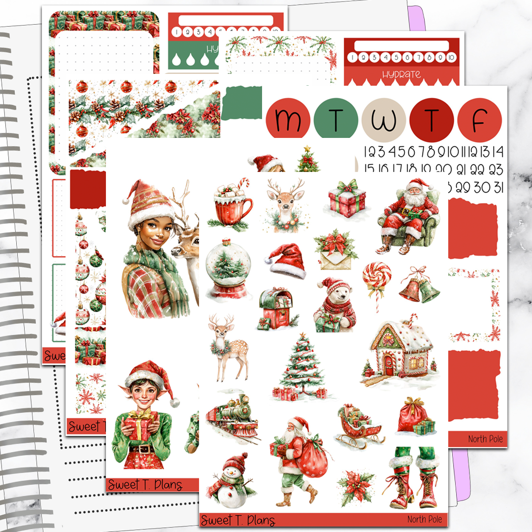 North Pole Christmas Holiday Winter  Bundle or Single Sheets Weekly Ultimate Journaling Kit