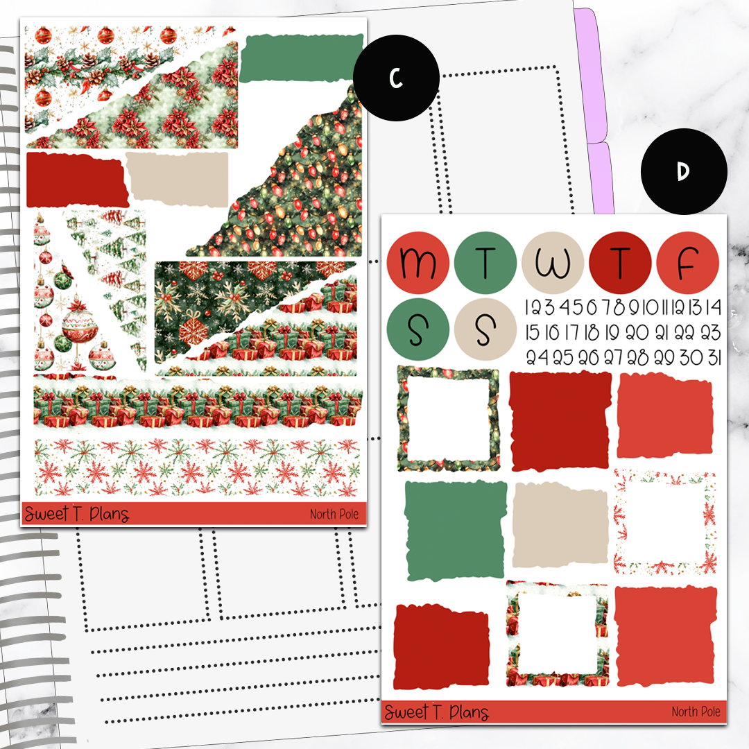 North Pole Christmas Holiday Winter  Bundle or Single Sheets Weekly Ultimate Journaling Kit