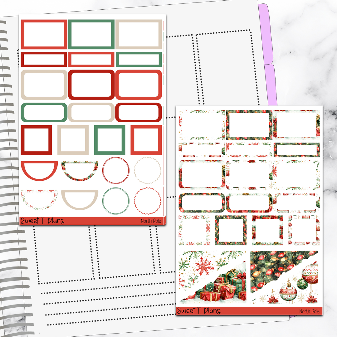 North Pole Christmas Holiday Winter  Sticker Kit Universal Vertical Planners