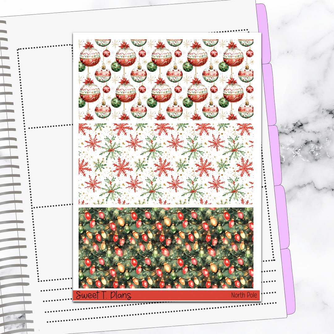 North Pole Christmas Holiday Winter Hobonichi Cousin Weekly Sticker Kit