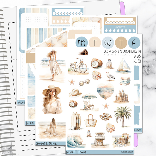Ocean Lover Summer Bundle or Single Sheets Weekly Ultimate Journaling Kit