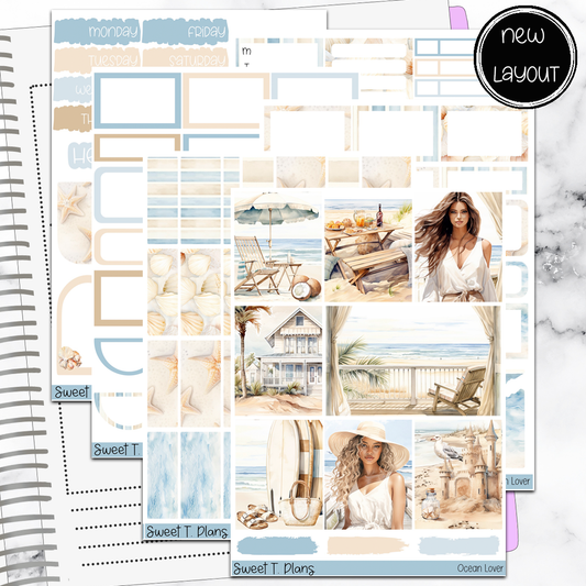 Ocean Lover Summer Weekly Sticker Kit Universal Vertical Planners