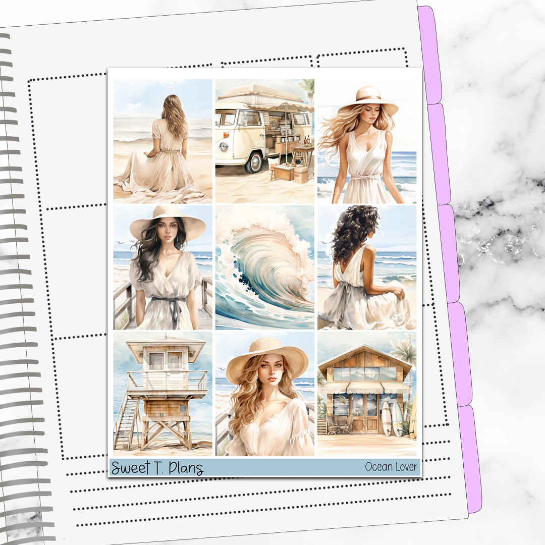 Ocean Lover Summer Vertical Mini/B6 Print Pression Weekly Sticker Kit