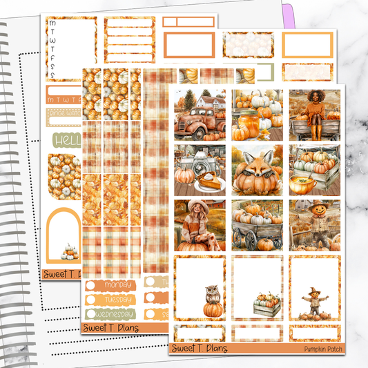 Pumpkin Patch Fall Autumn Hobonichi Cousin Weekly Sticker Kit