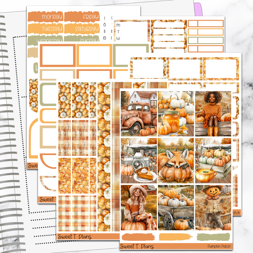 Pumpkin Patch Fall Autumn Sticker Kit Universal Vertical Planners