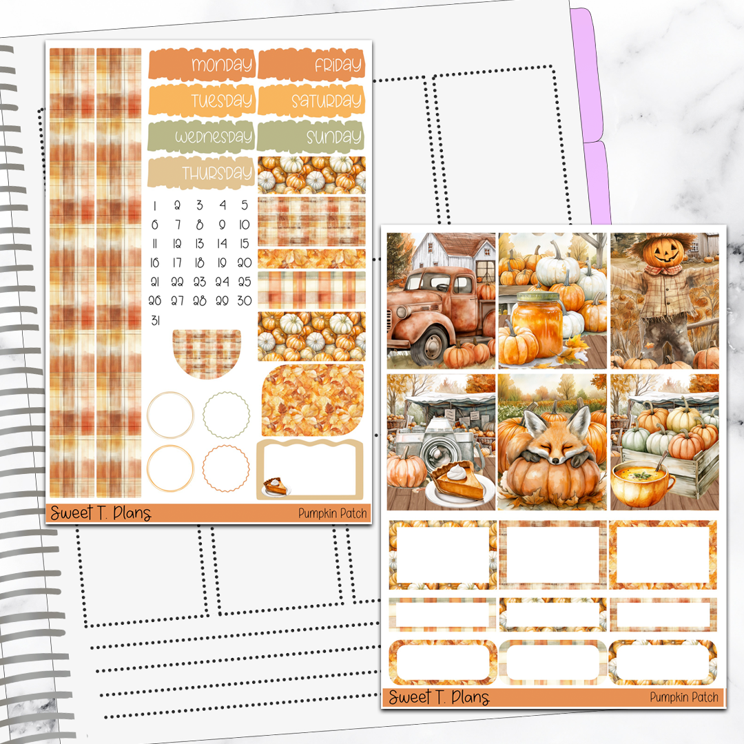 Pumpkin Patch Fall Autumn Vertical Mini/B6 Print Pression Weekly Sticker Kit