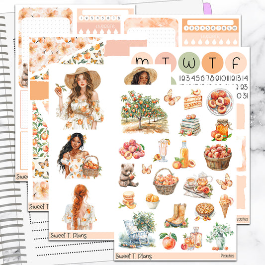 Peaches Summer Bundle or Single Sheets Weekly Ultimate Journaling Kit