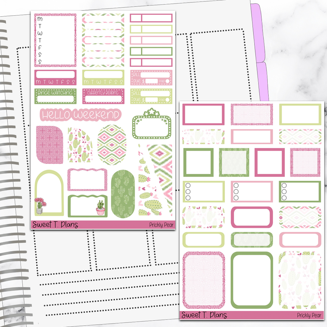 Prickly Pear Cactus Hobonichi Cousin Weekly Sticker Kit