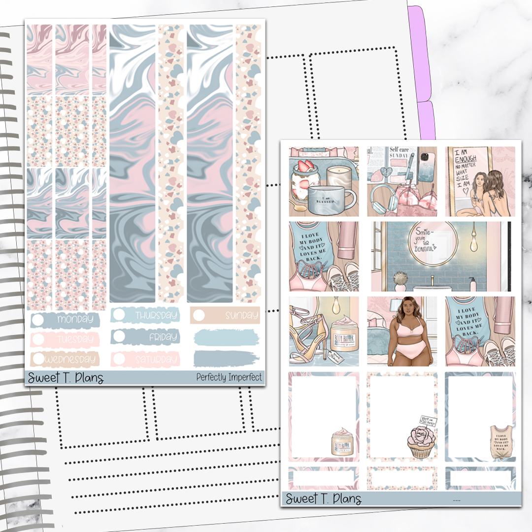 Perfectly Imperfect Self Love  Hobonichi Cousin Weekly Sticker Kit