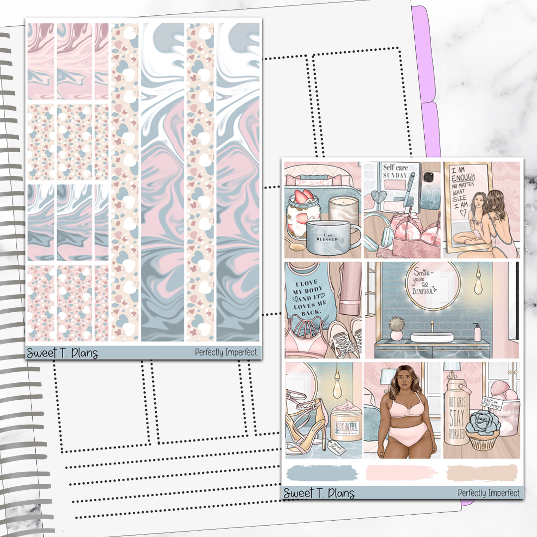 Perfectly Imperfect Self Love Weekly Sticker Kit Universal Vertical Planners