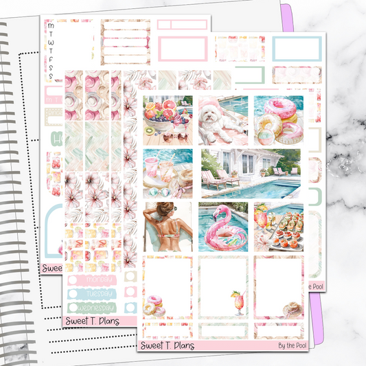 By the Pool Summer Hobonichi Cousin Weekly Sticker Kit