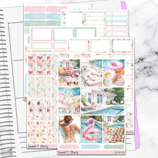 By the Pool Summer Weekly Sticker Kit Universal Vertical Planners