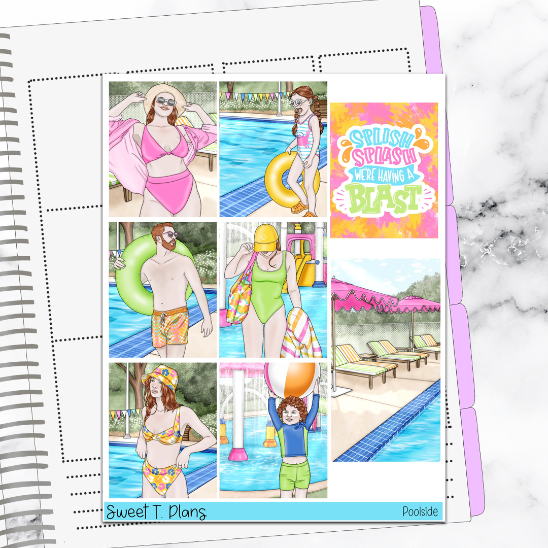Poolside Summer Fun Weekly Sticker Kit Universal Vertical Planners