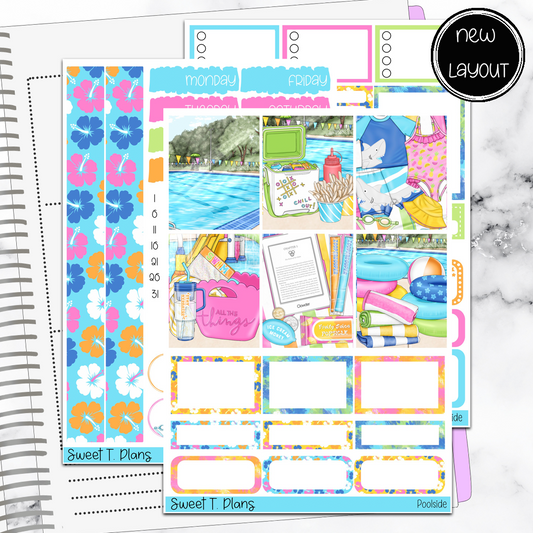 Poolside Summer Fun Vertical Mini/ B6 Print Pression Weekly Sticker Kit