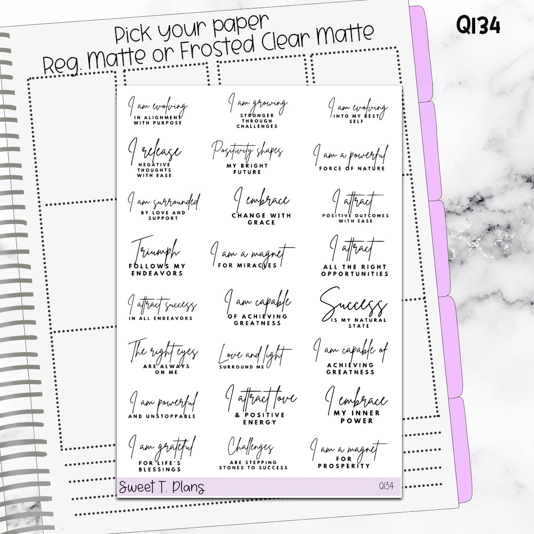 Quote Sticker Sheet (Q134) Self Affirmation