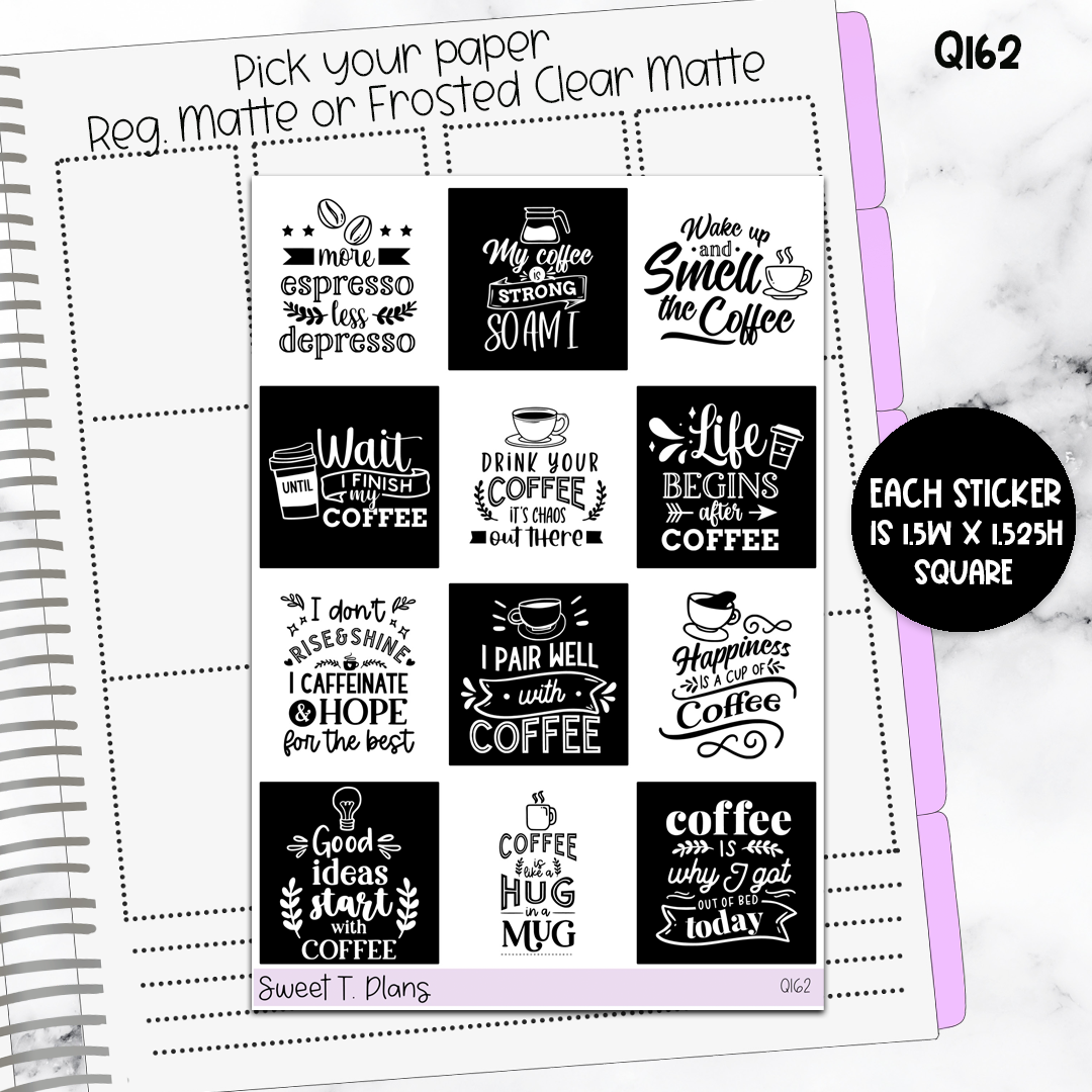 Quote Sticker Sheet (Q162) Coffee Quotes