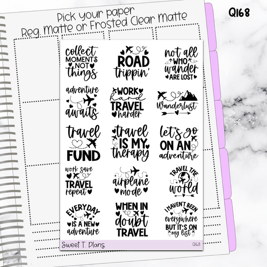 Quote Sticker Sheet (Q168) Adventure Travel Quotes