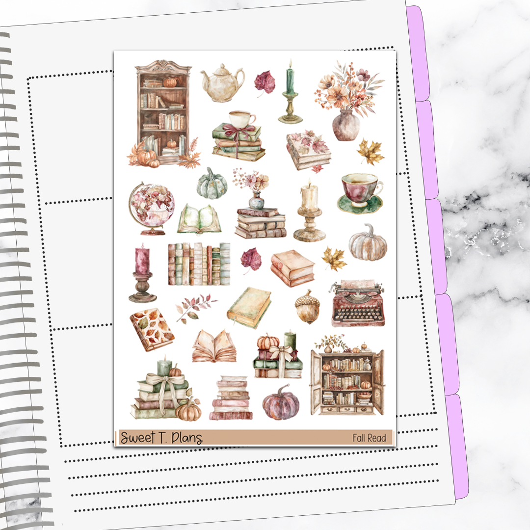 Fall Read Autumn Sticker Kit Universal Vertical Planners