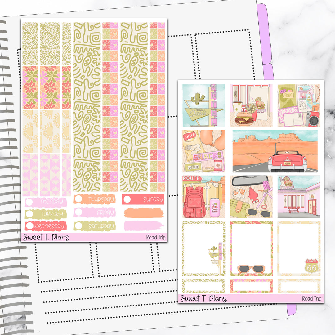 Road Trip Route 66 Hobonichi Cousin Weekly Sticker Kit