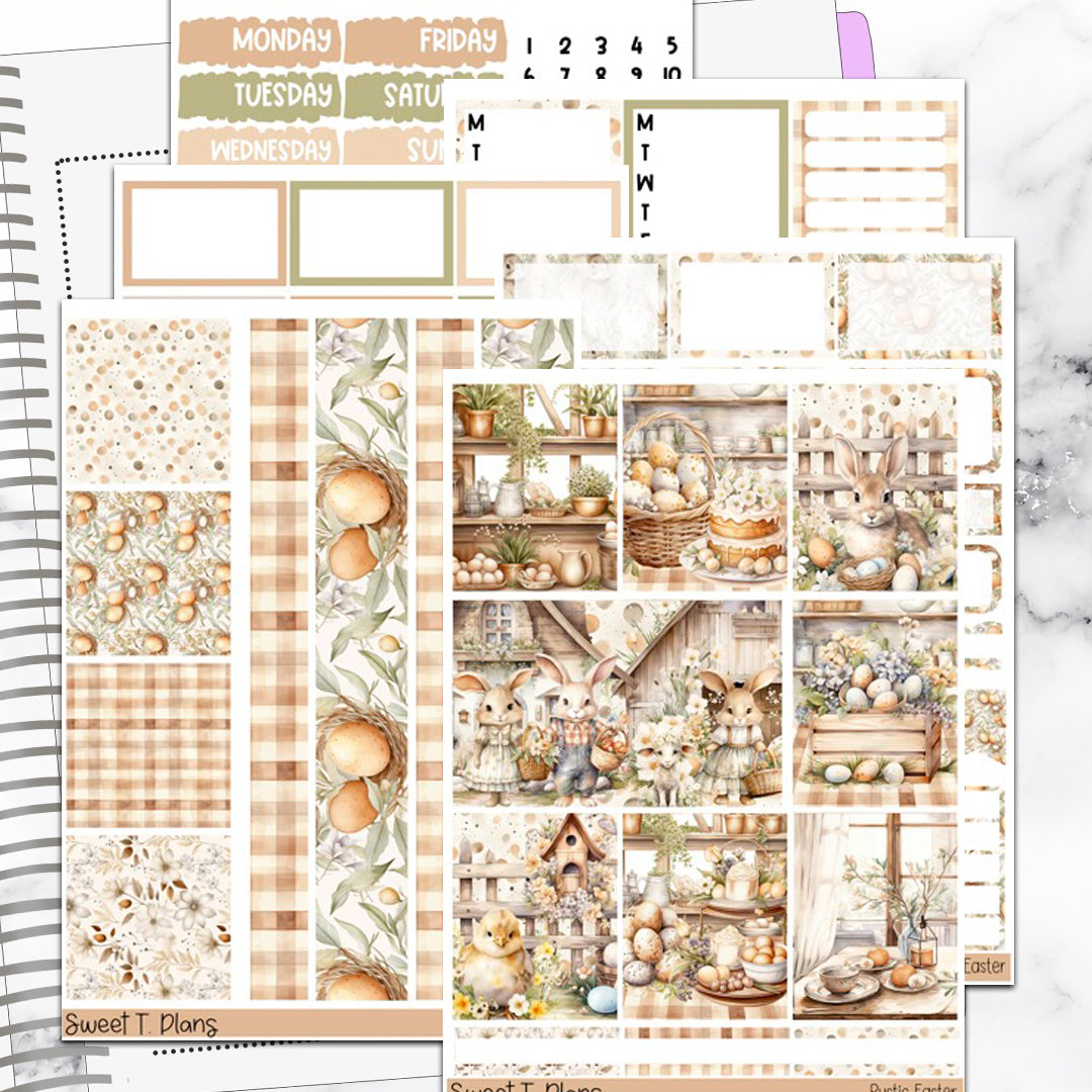 Rustic Easter Day Weekly Sticker Kit Universal Vertical Planners
