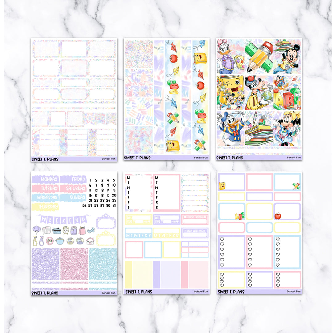 School Fun Back To School Weekly Sticker Kit Universal Vertical Planners