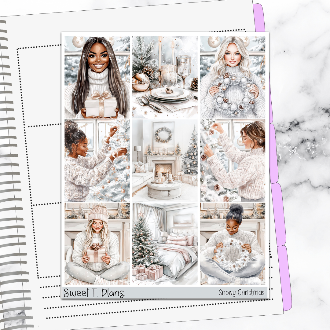 Snowy Christmas  Holiday Winter Vertical Mini/B6 Print Pression Weekly Sticker Kit