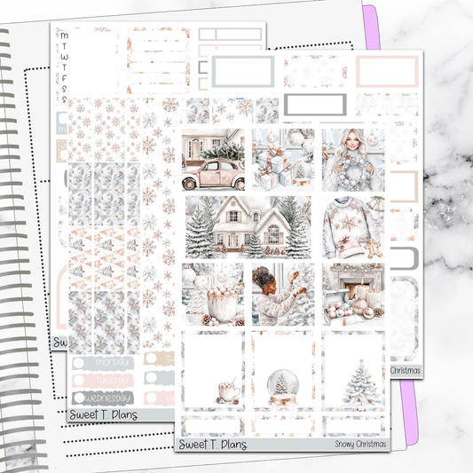 Snowy Christmas Holiday Winter  Hobonichi Cousin Weekly Sticker Kit