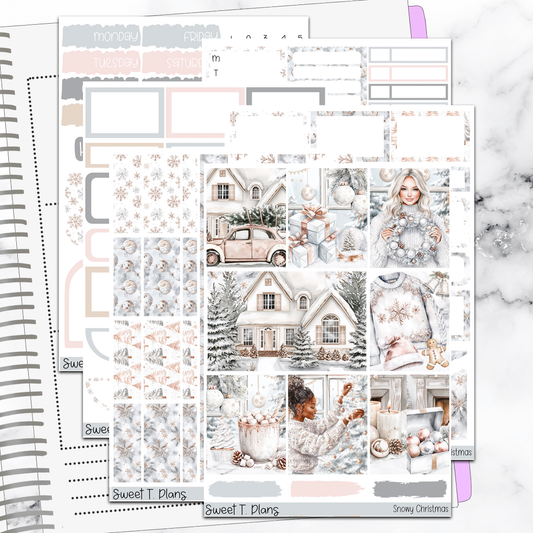 Snowy Christmas Holiday Winter Sticker Kit Universal Vertical Planners