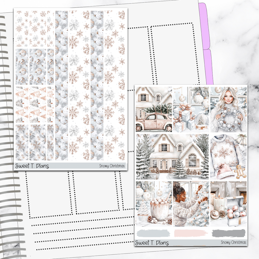 Snowy Christmas Holiday Winter Sticker Kit Universal Vertical Planners