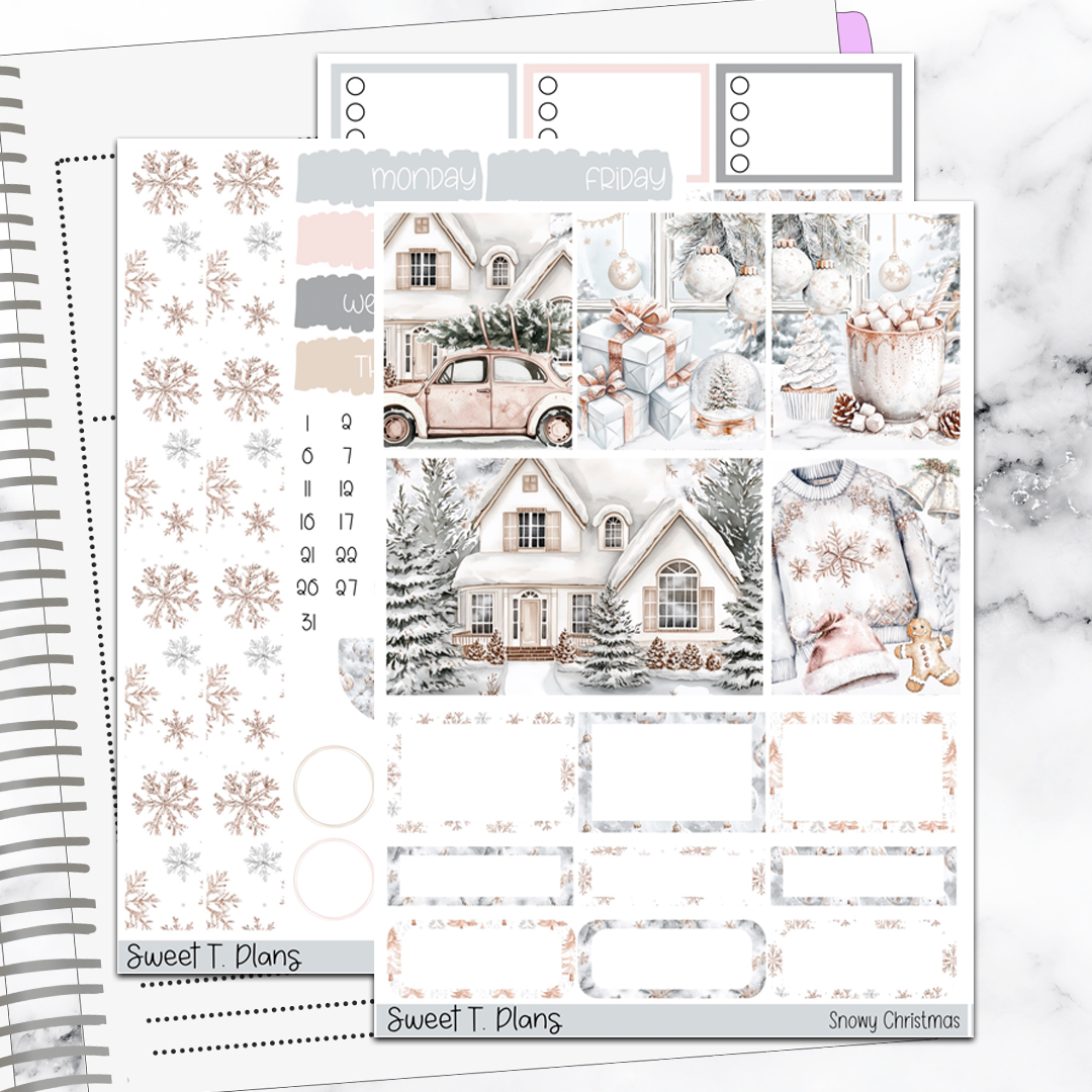 Snowy Christmas  Holiday Winter Vertical Mini/B6 Print Pression Weekly Sticker Kit