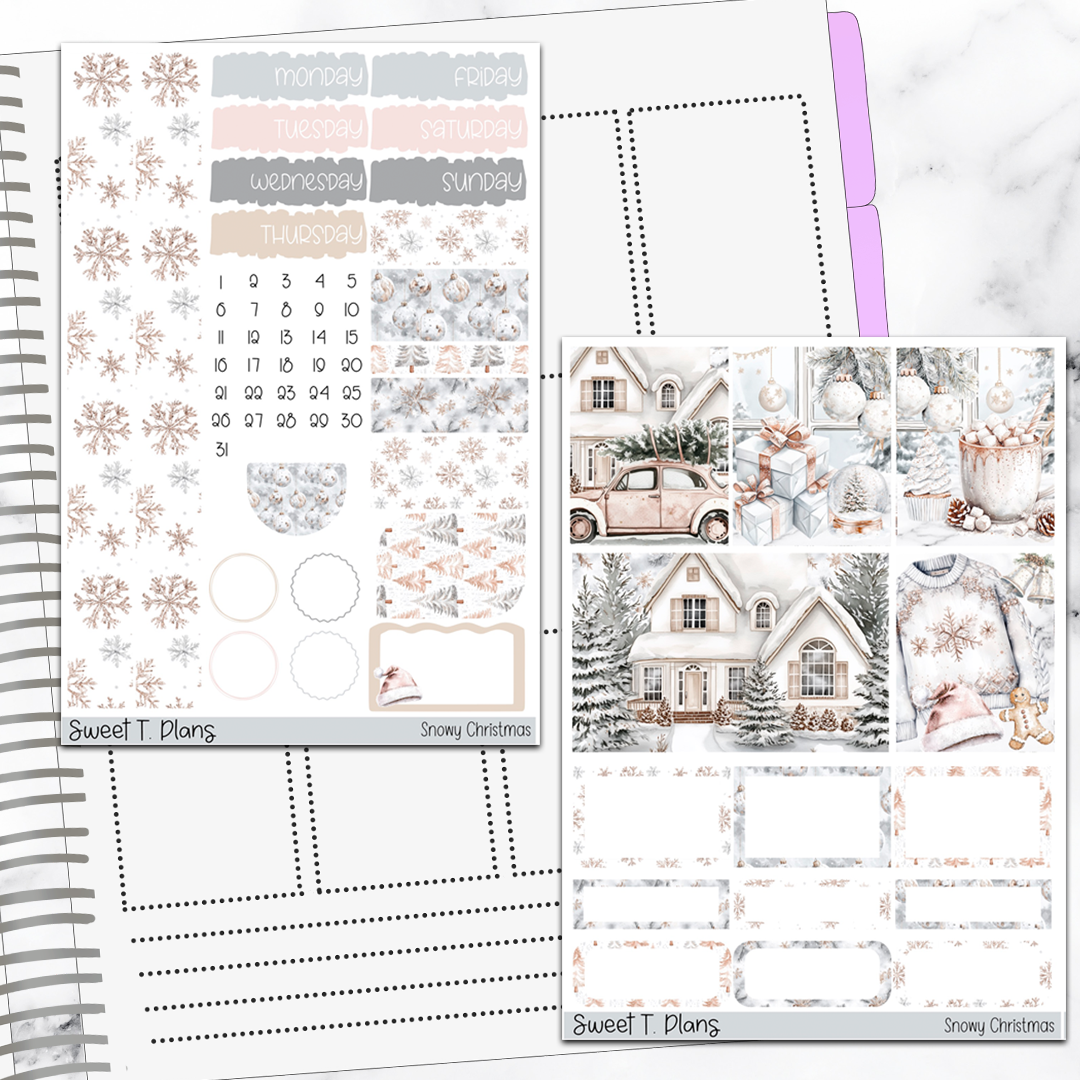 Snowy Christmas  Holiday Winter Vertical Mini/B6 Print Pression Weekly Sticker Kit