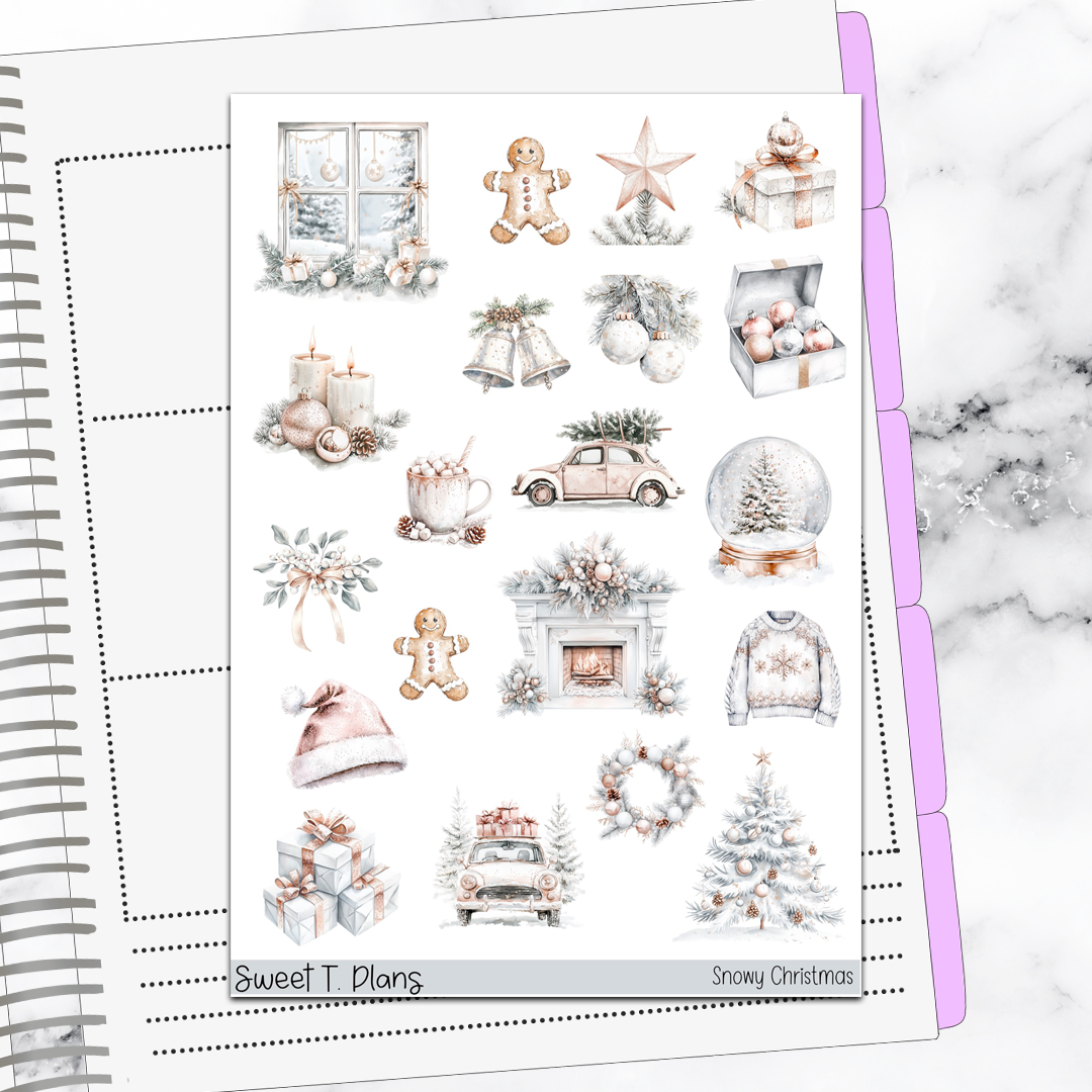 Snowy Christmas  Holiday Winter Vertical Mini/B6 Print Pression Weekly Sticker Kit