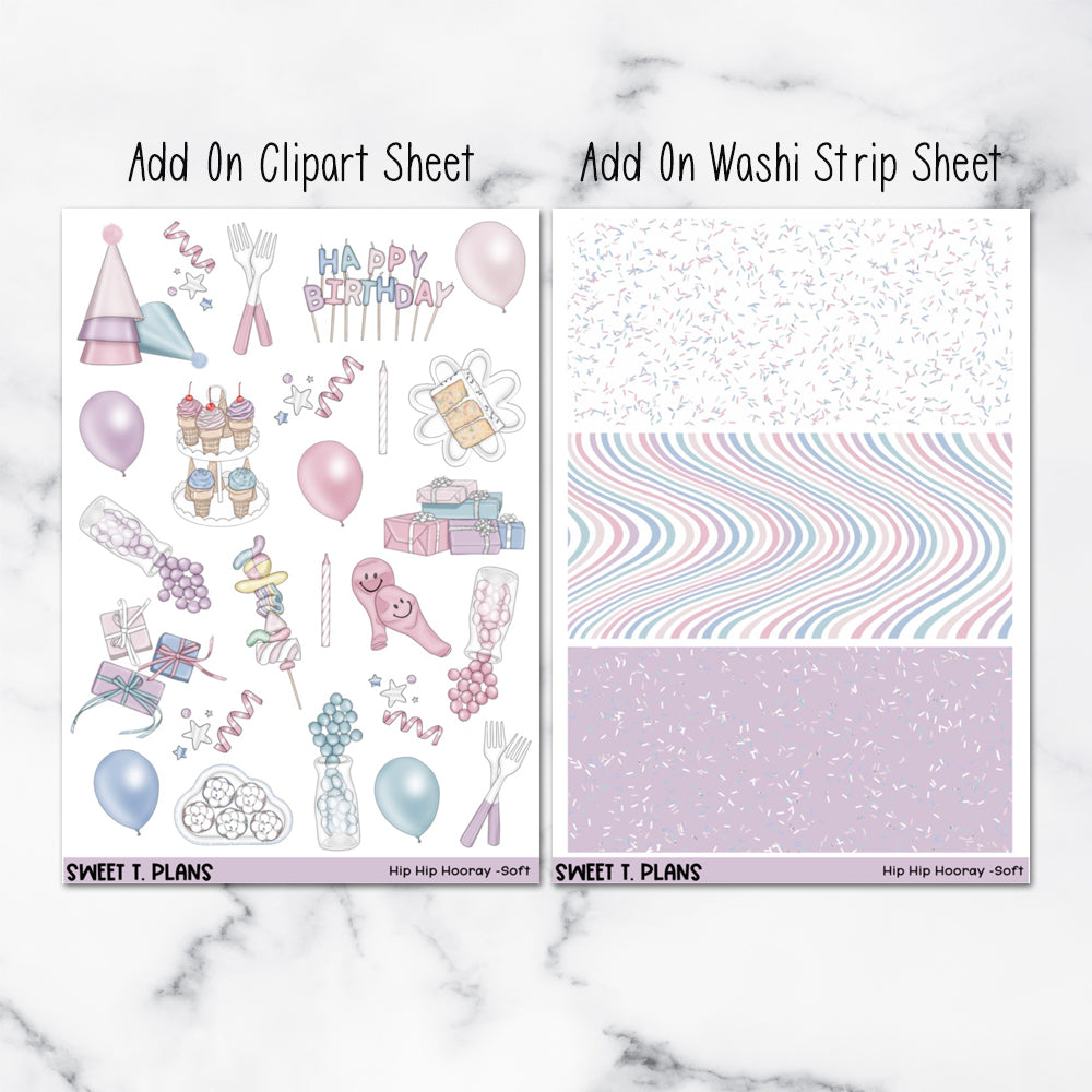 Hip Hip Hooray Soft Birthday Vertical Mini/ B6 Print Pression Weekly Sticker Kit