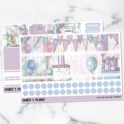 Hip Hip Hooray Soft Birthday Vertical Monthly Sticker Kit